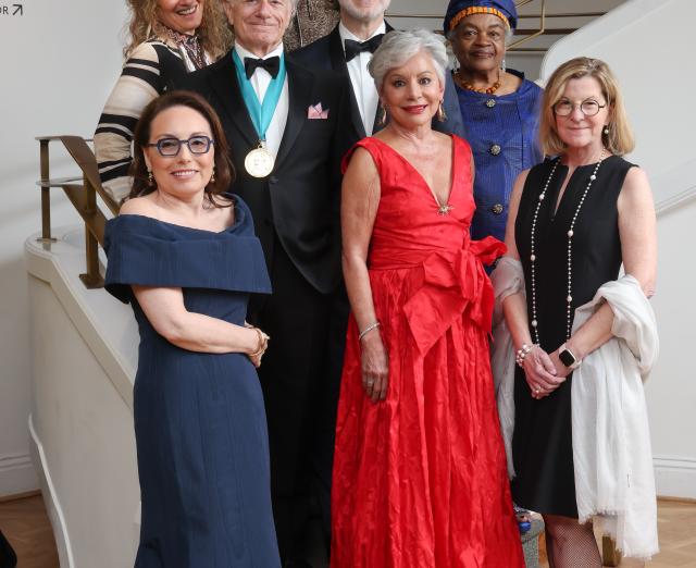 Group photo: Front row (L to R): Mariana Levinas Huberman, Beatriz Bolton, Pamela Kaplan, Middle row (L to R): Marta Pérez García, Jarl Mohn, Jonathan Binstock, Dindga McCannon; Back row: McArthur Binion. Photo © Tony Powell